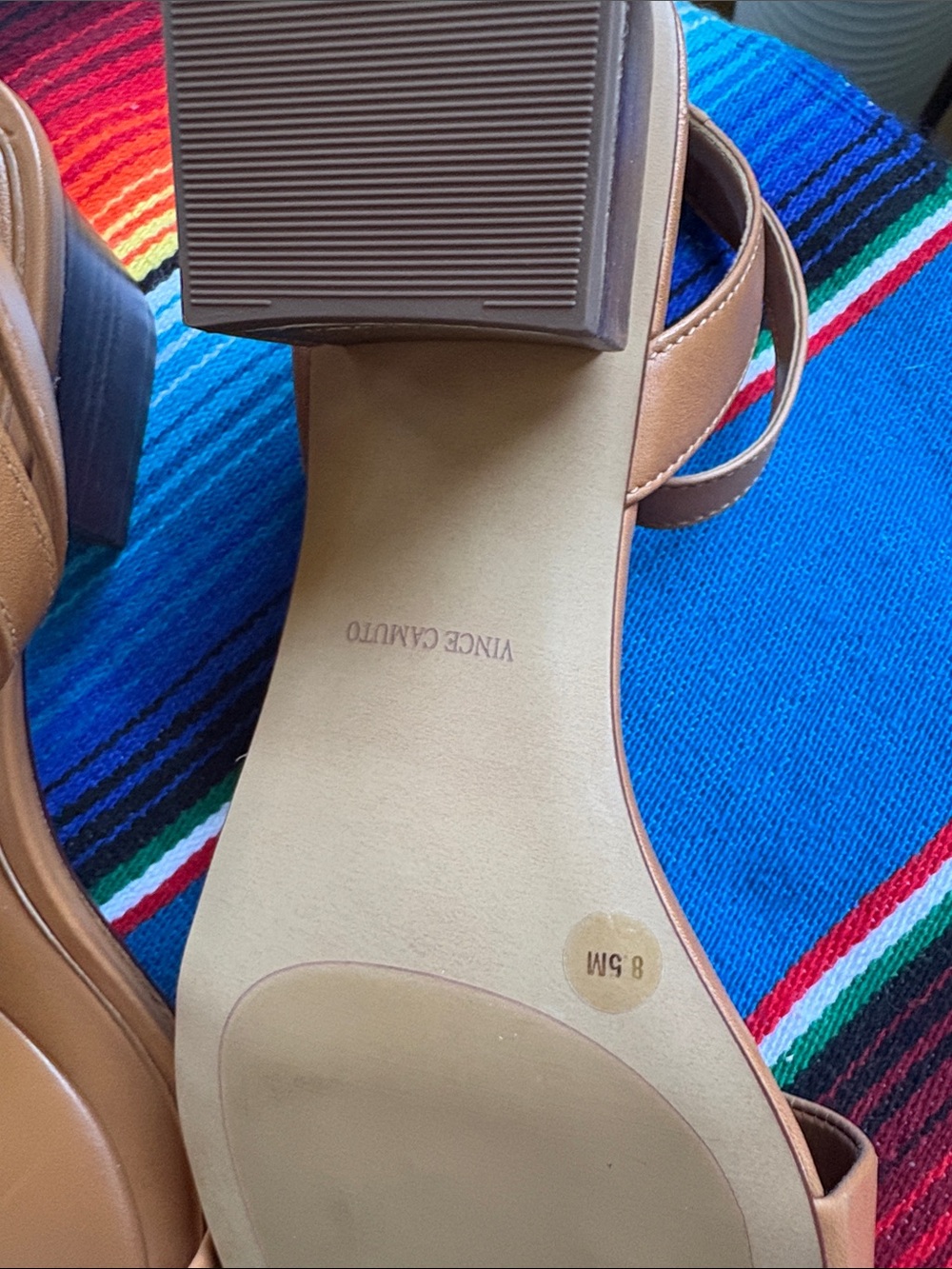 Vince Camuto Tan Leather Block Heel Sandals - Picture 2 of 2